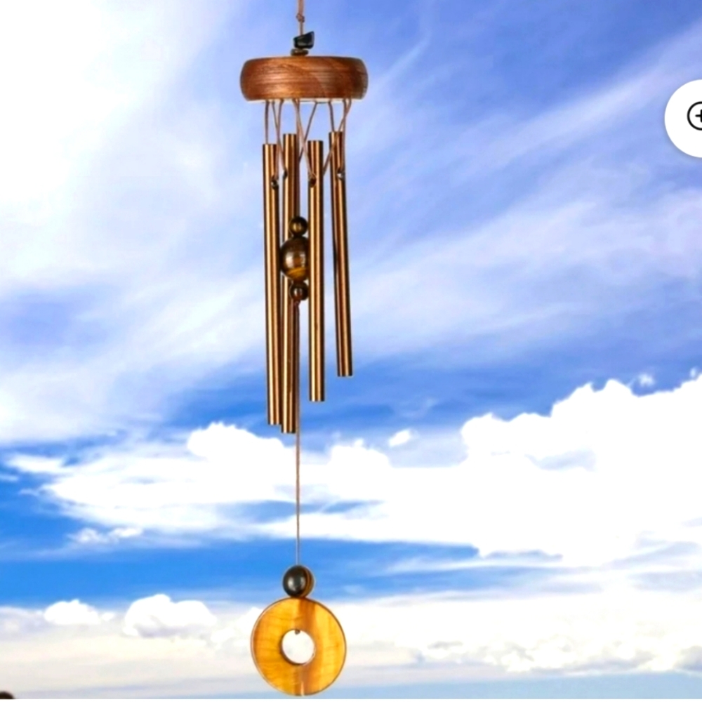 mini Woodstock Tigers eye wind chime 11 in long